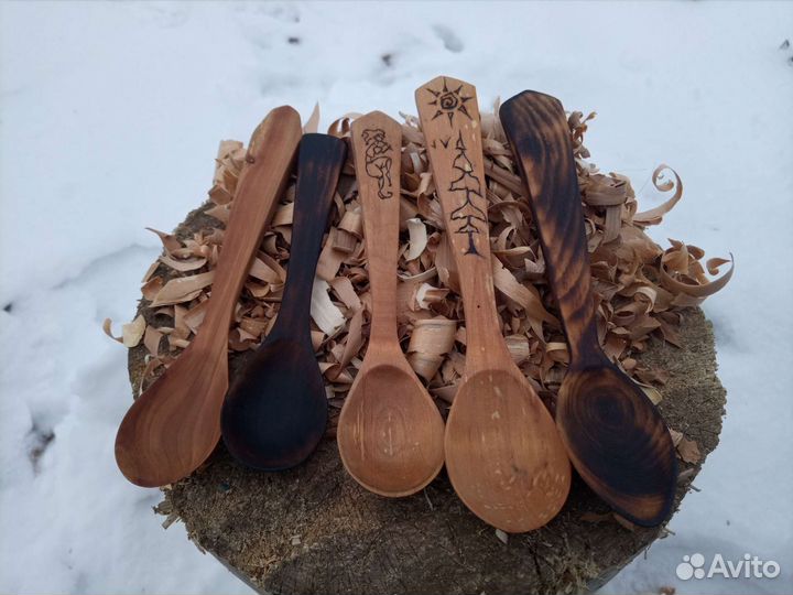 Ложки: яблоня, липа, ольха, кедр, черемуха
