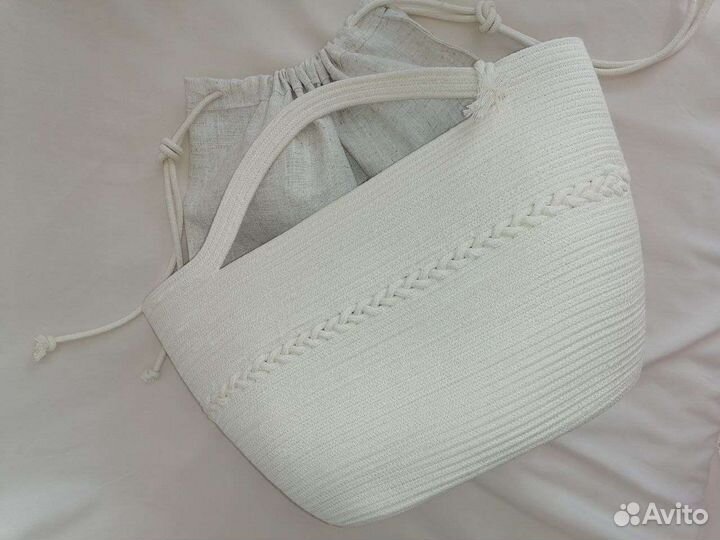 Сумка из хлопкого шнура с хлопковым мешком