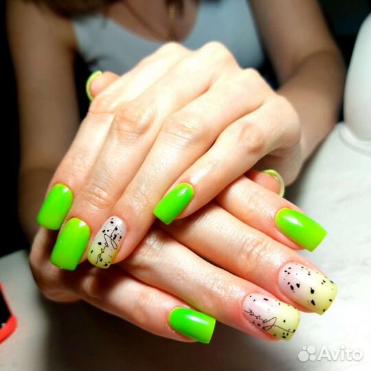 Нарашивание.Маникюр с покрытием.Педикюр