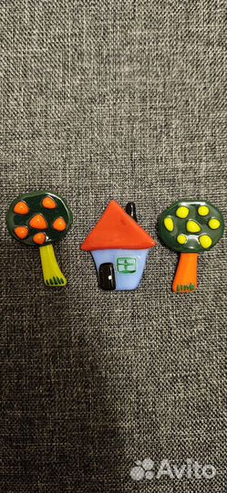 Брошки из стекла, ручная работа, лот