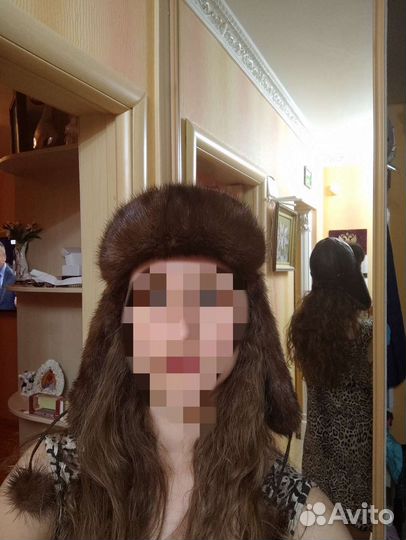 Шапка норка, кожа 54-56
