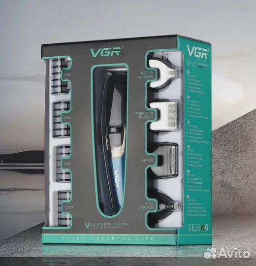 Набор для стрижки VGR v-172, черный, синий