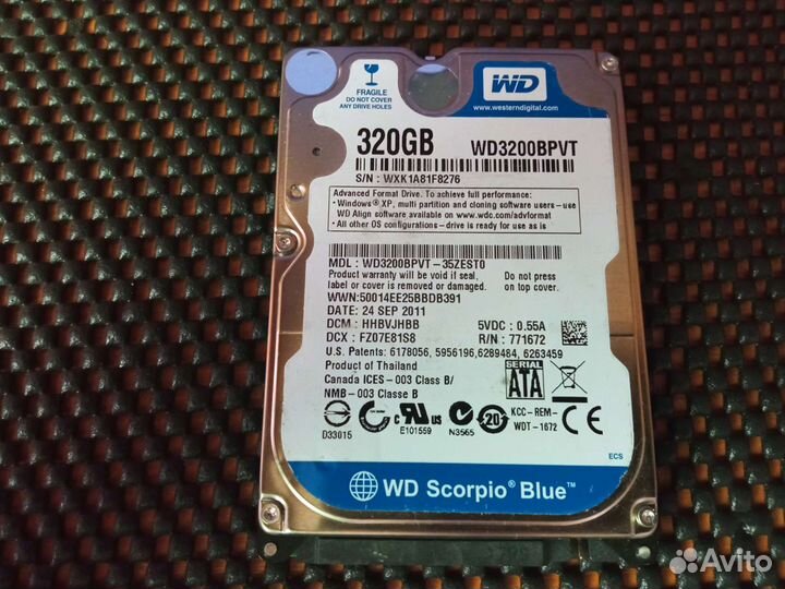 HDD 250Gb/320Gb/500Gb/SSD