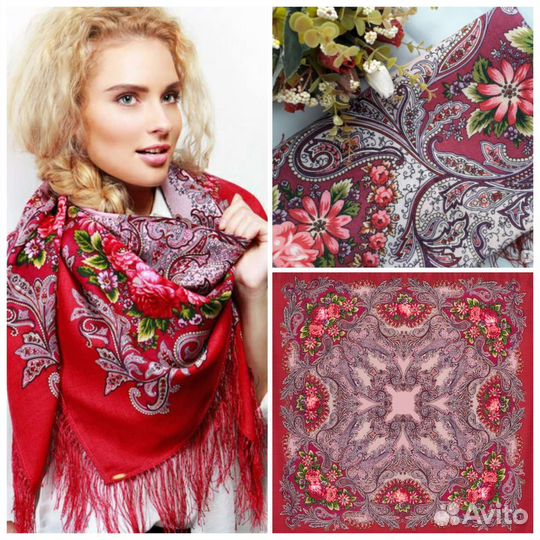 Павловопосадский платок шерсть / шелк