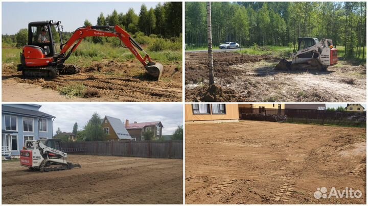 Вспашка земли выравнивание участка планировка