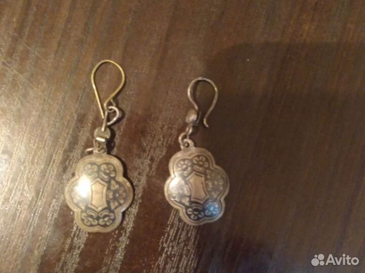 Браслет серебро кубачи, серьги, брошь СССР