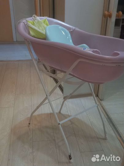 Детская ванночка с горкой, подставкой и гамачком