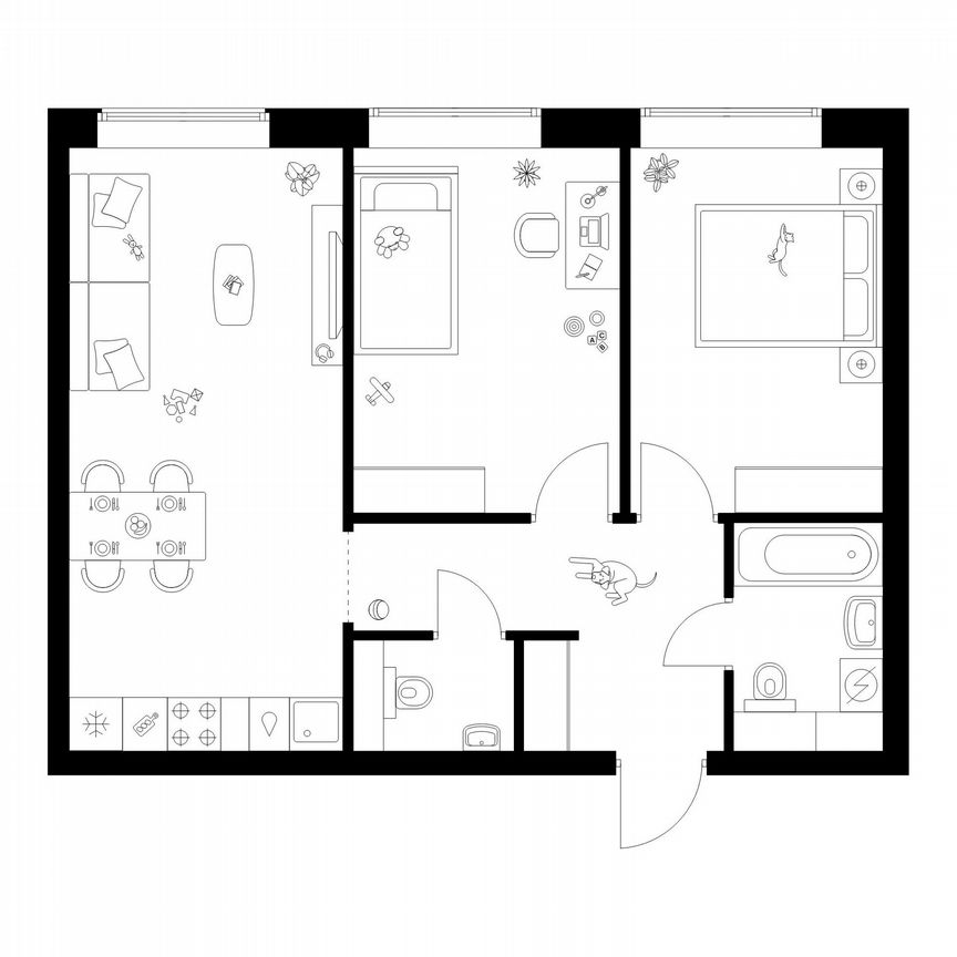 2-к. квартира, 56 м², 43/50 эт.