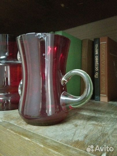 Ваза кувшин стекло СССР красный рубин 2шт