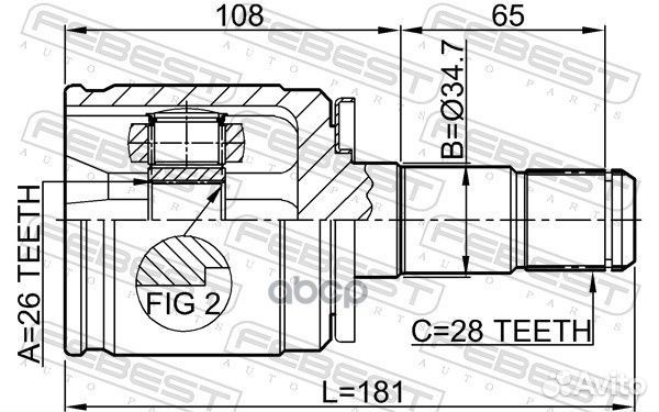 ШРУС внутренний левый 26X34.7X28 mitsubishi PAJ