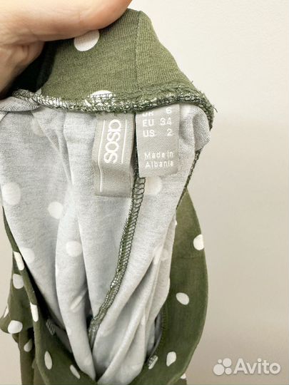 Юбка ASOS зеленая в горох eu34