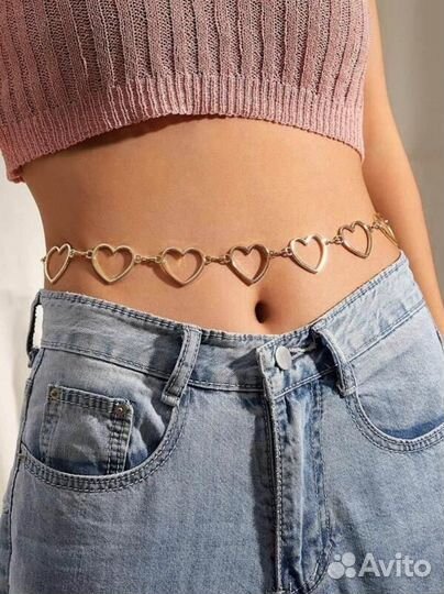Пояс-цепь с сердечками новый