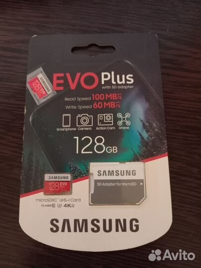 Карта памяти Samsung EVO Plus 128Gb Class 10