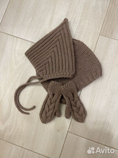 Комплект шапочка-эльф, снуд и рукавички