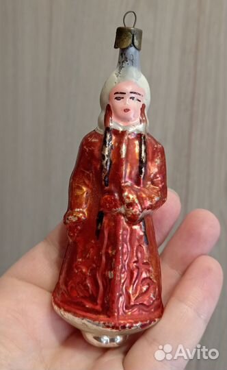 Елочные игрушки Дед Мороз и Снегурочка стекло СССР