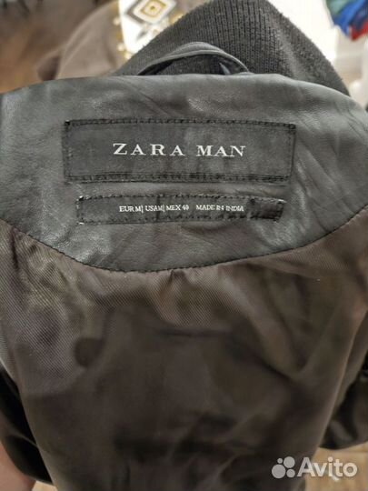 Мужской кожаный бомбер Zara