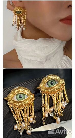 Серьги, кольца, брошь в форме глаз