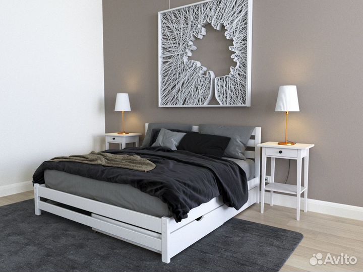 Двуспальная кровать из Берёзы