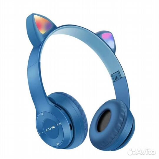 Наушники беспроводные блютуз со светящ. ушками P47