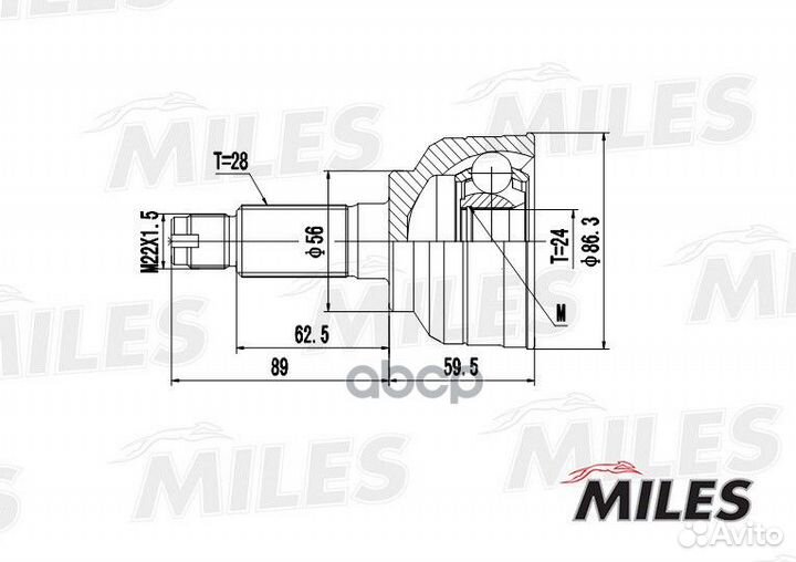 Шрус KIA clarus 1.8/2.0 97- нар. ga20183 Miles