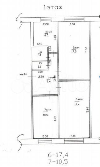 Комната 27,9 м² в 2-к., 1/5 эт.