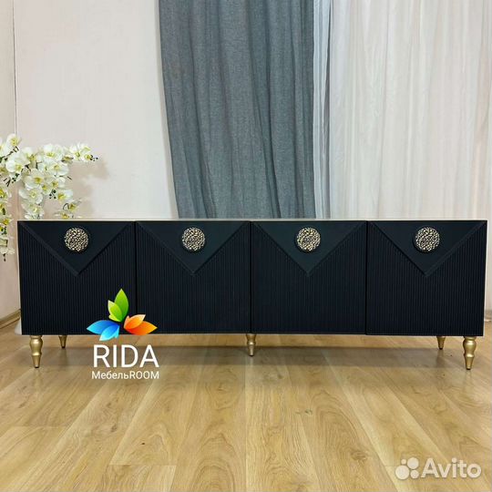 Тумба под тв, черная/белая. Гостиная