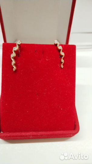 Серьги-каффы, золото, 585,фианиты