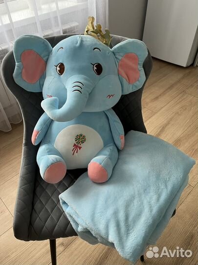 Мягкая игрушка слоник и плед детский