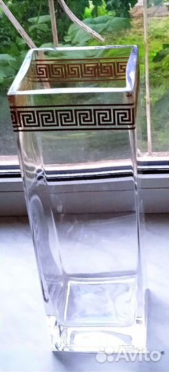 Ваза,30 см/хрусталь/орнамент/позолота Италия