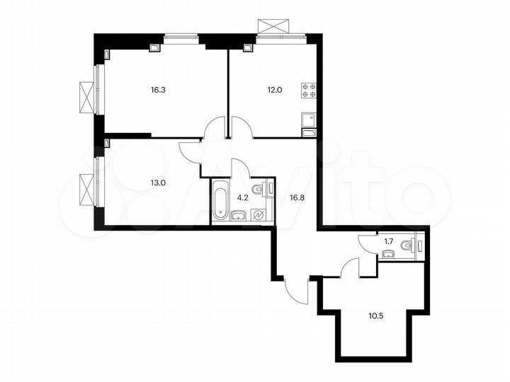 2-к. квартира, 74,5 м², 29/33 эт.