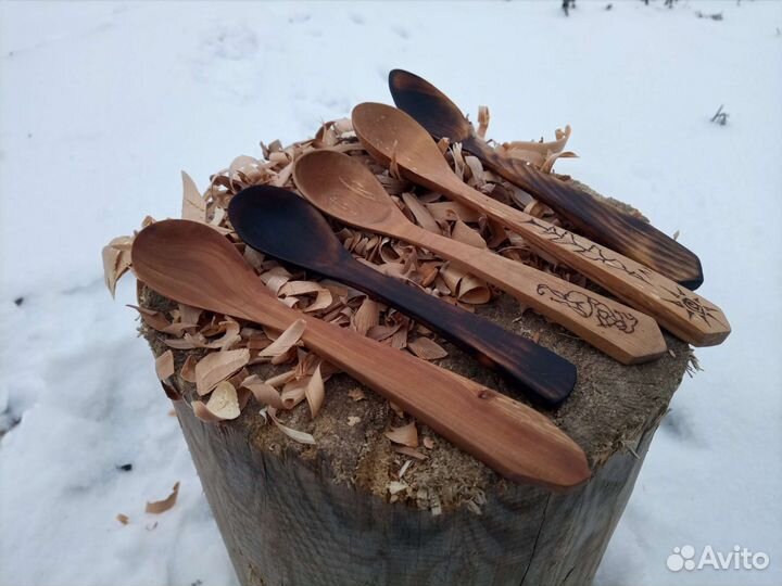 Ложки: яблоня, липа, ольха, кедр, черемуха