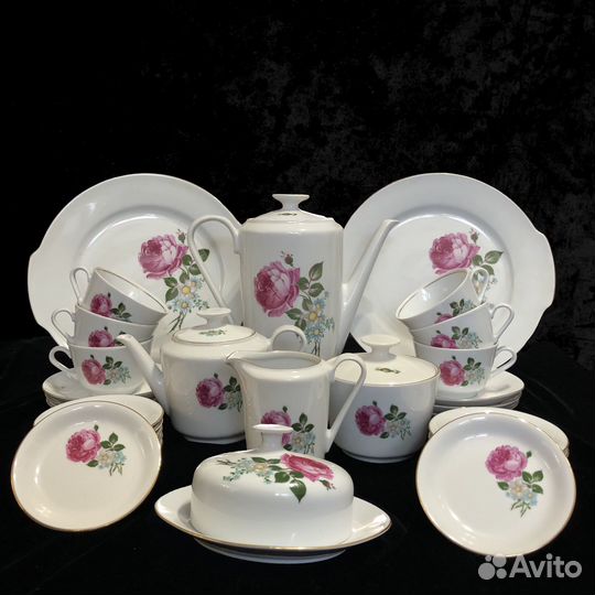 Сервиз кофейный. Розовая роза. Kahla