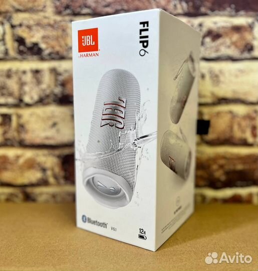 Портативная акустика JBL Flip 6, 30 Вт, белый