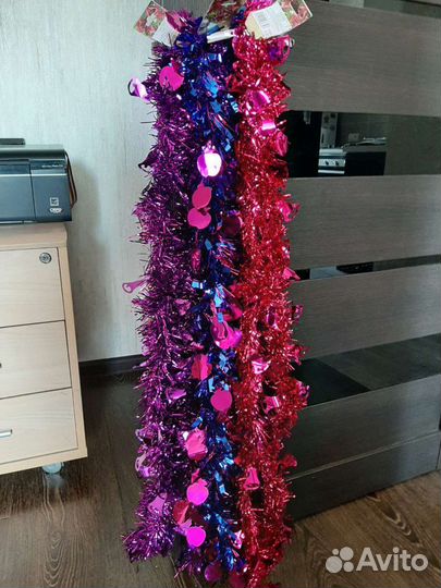 Новогодняя мишура, гирлянды, растяжка