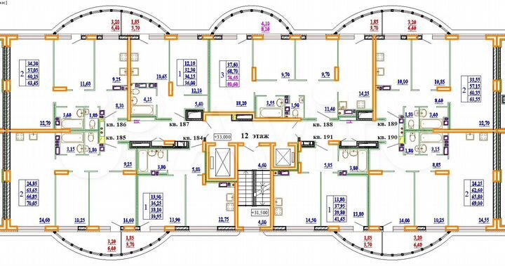 2-к. квартира, 63,5 м², 12/14 эт.
