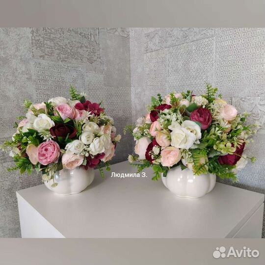 Топиарий и композиция из искусственных цветов