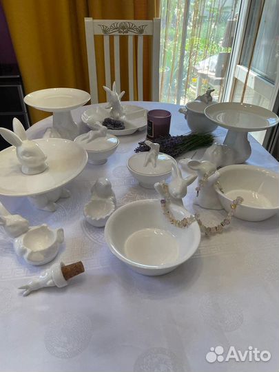 Посуда фарфоровая зайчики воришки