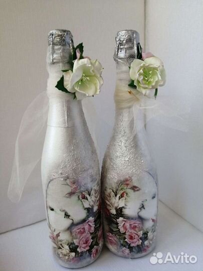Декор свадебных бутылок и наборов