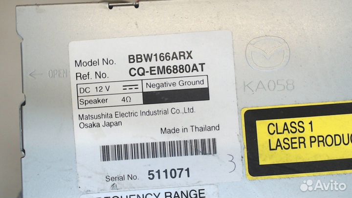 Магнитола Mazda 3 (BL), 2009