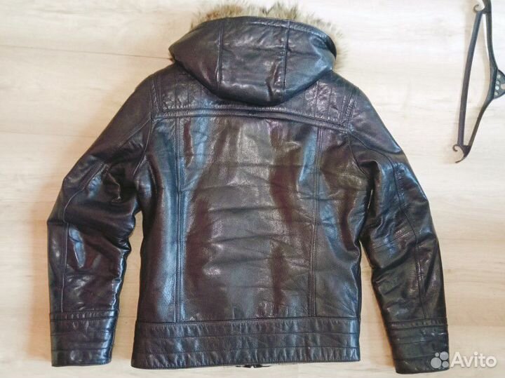 Зимняя кожаная мужская куртка