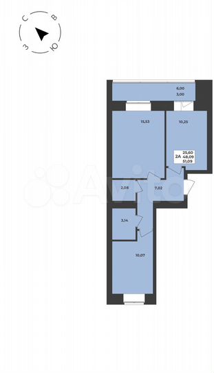 2-к. квартира, 51,1 м², 7/8 эт.