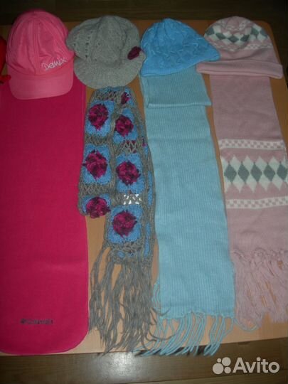 Шапка, шарф, варежки для девочки 3-10 лет