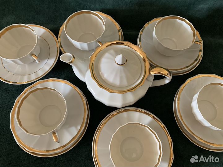 Чайный сервиз вербилки Золотая лента СССР