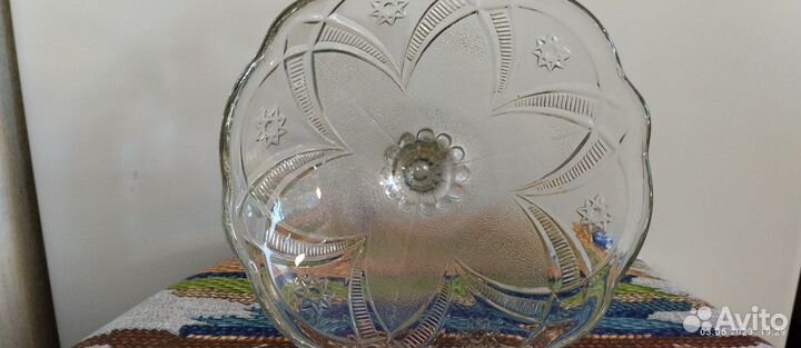 Ваза для фруктов на ножке СССР. Стекло