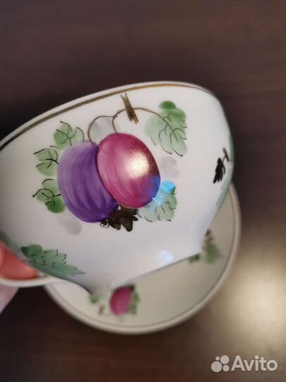 Чайная пара Крыжовник фарфор Пролетарий