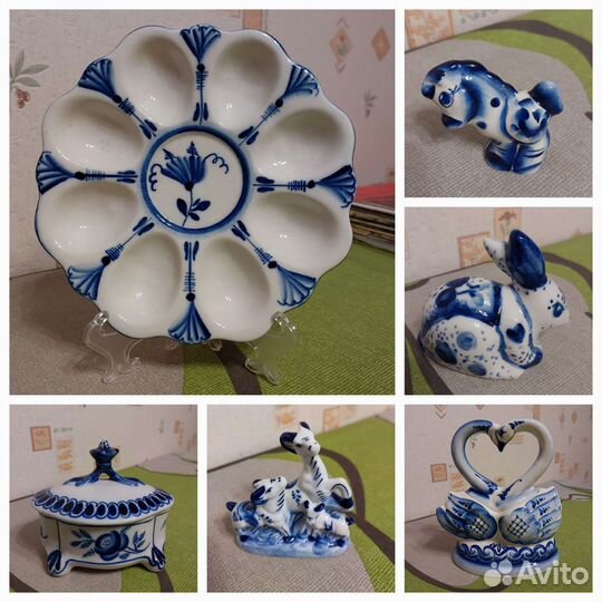 Гжель, фигурки, шкатулки