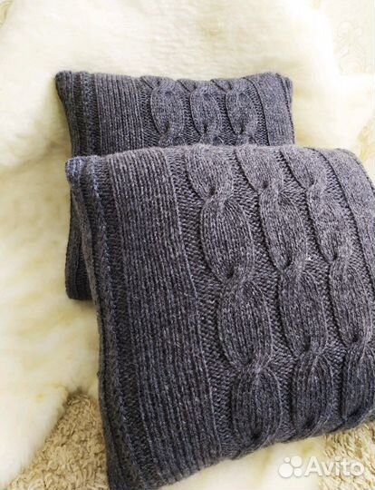 Декоративная вязаная подушка в стиле «Хюгге»