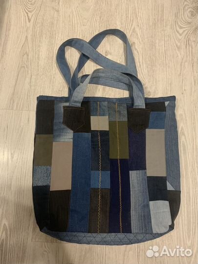 Сумка джинсовая бохо пэчворк шопер