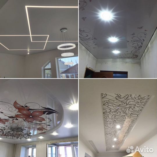 Натяжные потолки, светильники, карниз