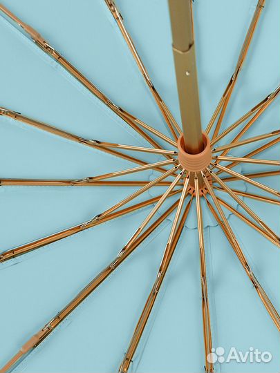 Красивый механический зонт желто-бирюзовый